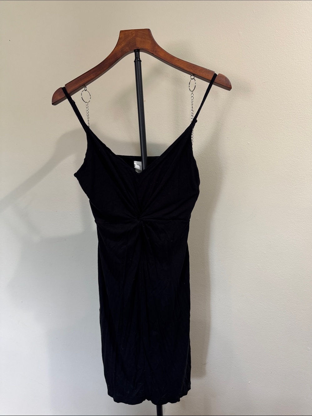 H&M Black Twist-Front Cami Mini Dress (Size M)